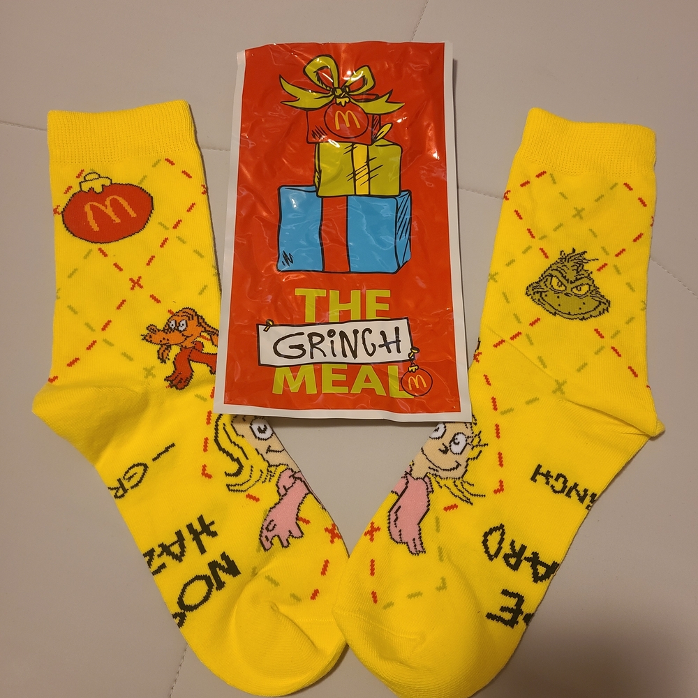 McDonald's Yellow Grinch Socks